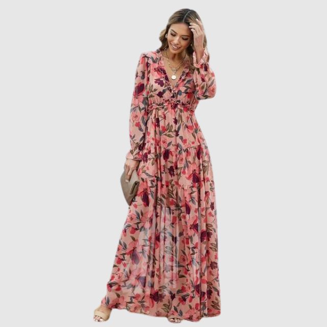 Floral Print Chiffon Maxi Dress