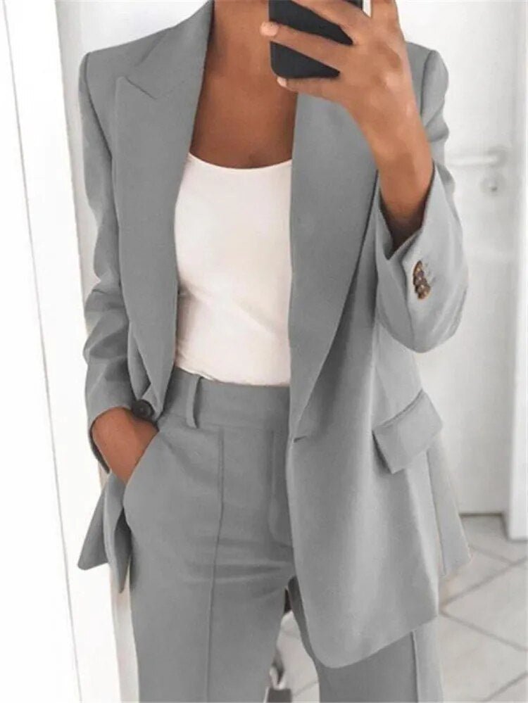 Blazer and Wide-Leg Pants Ensemble