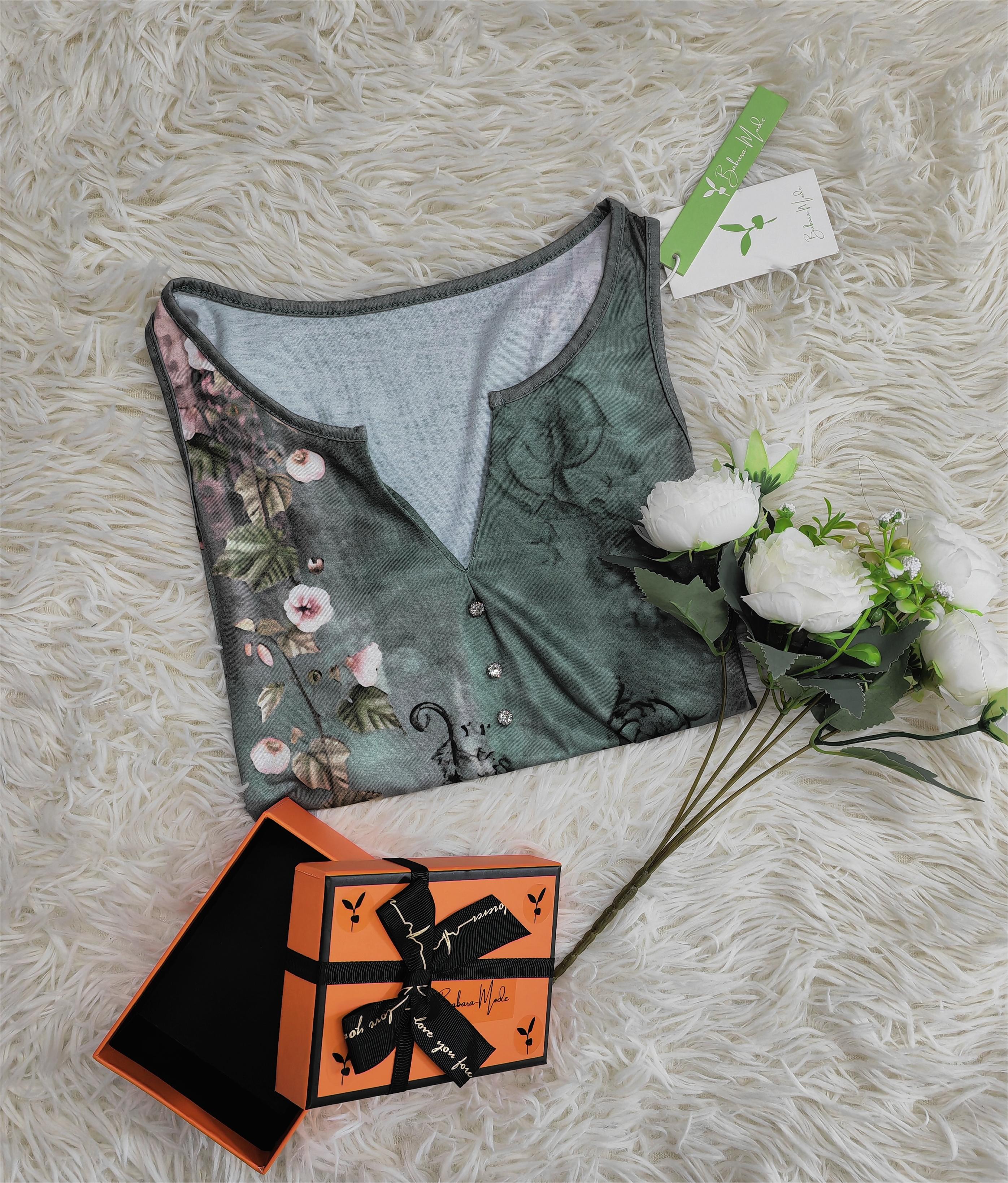 Watercolor Floral Print Sleeveless Blouse