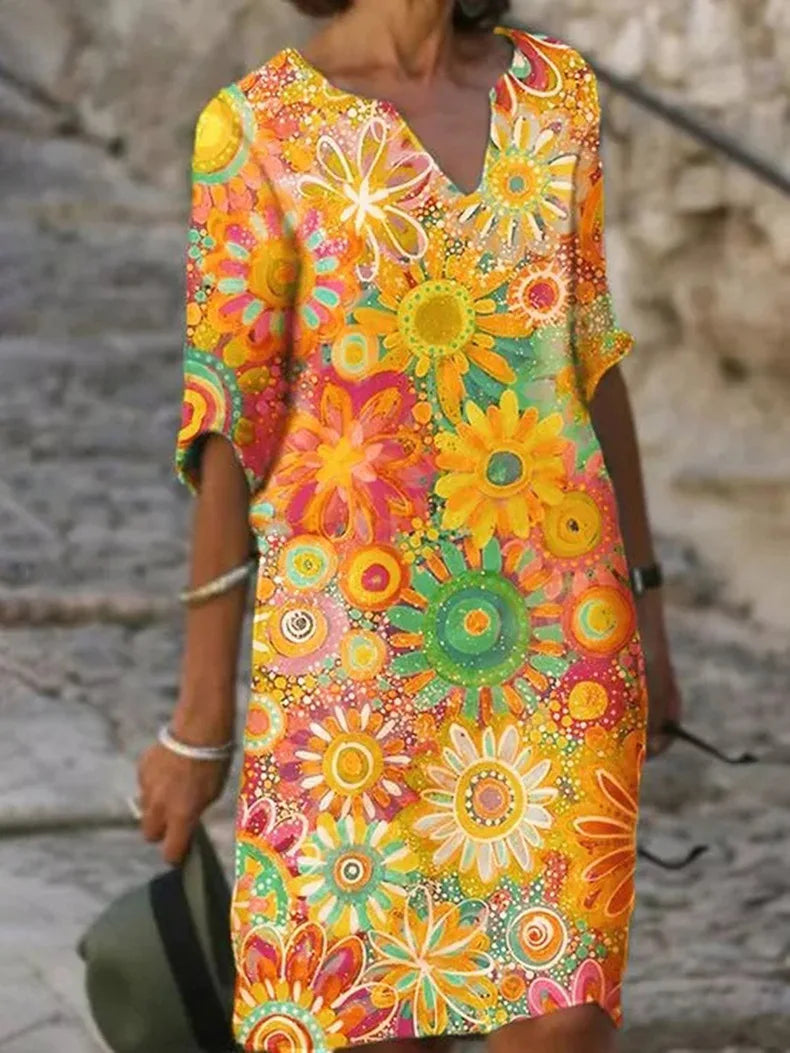 Delightful Floral Dress - Easy Comfort Meets Lively Style