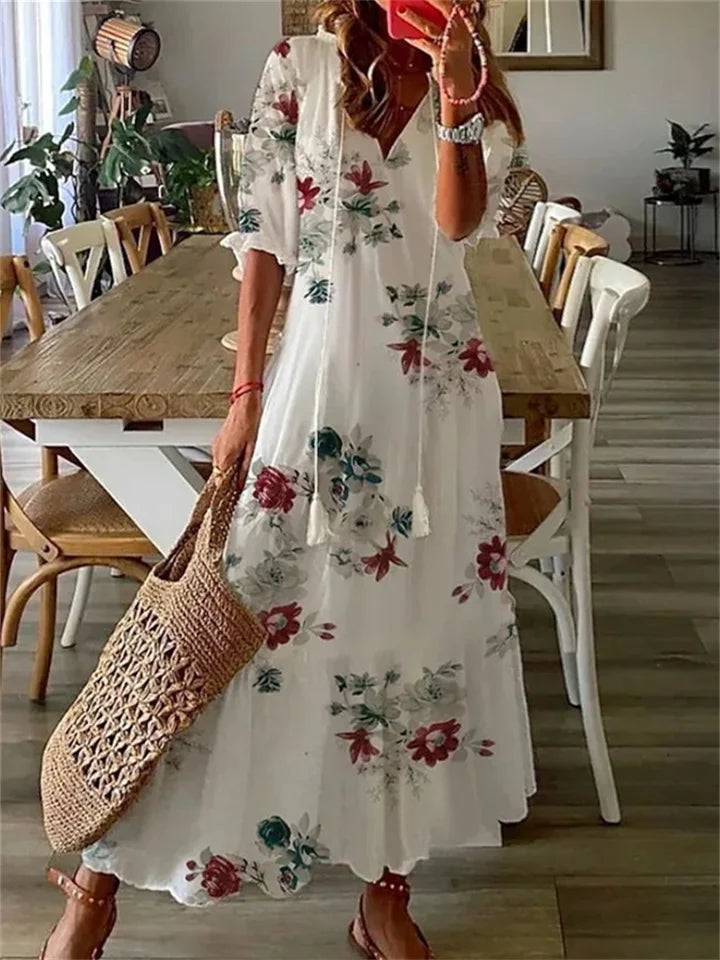 Chic Floral V-Neck Maxi Dress