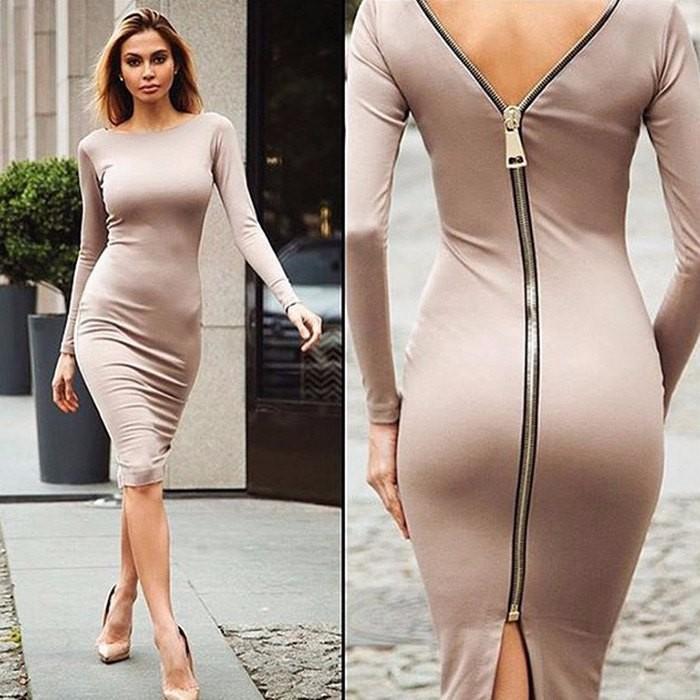 Bernadeth Chic Bodycon Dress with Elegant Full-Length Back Zipper