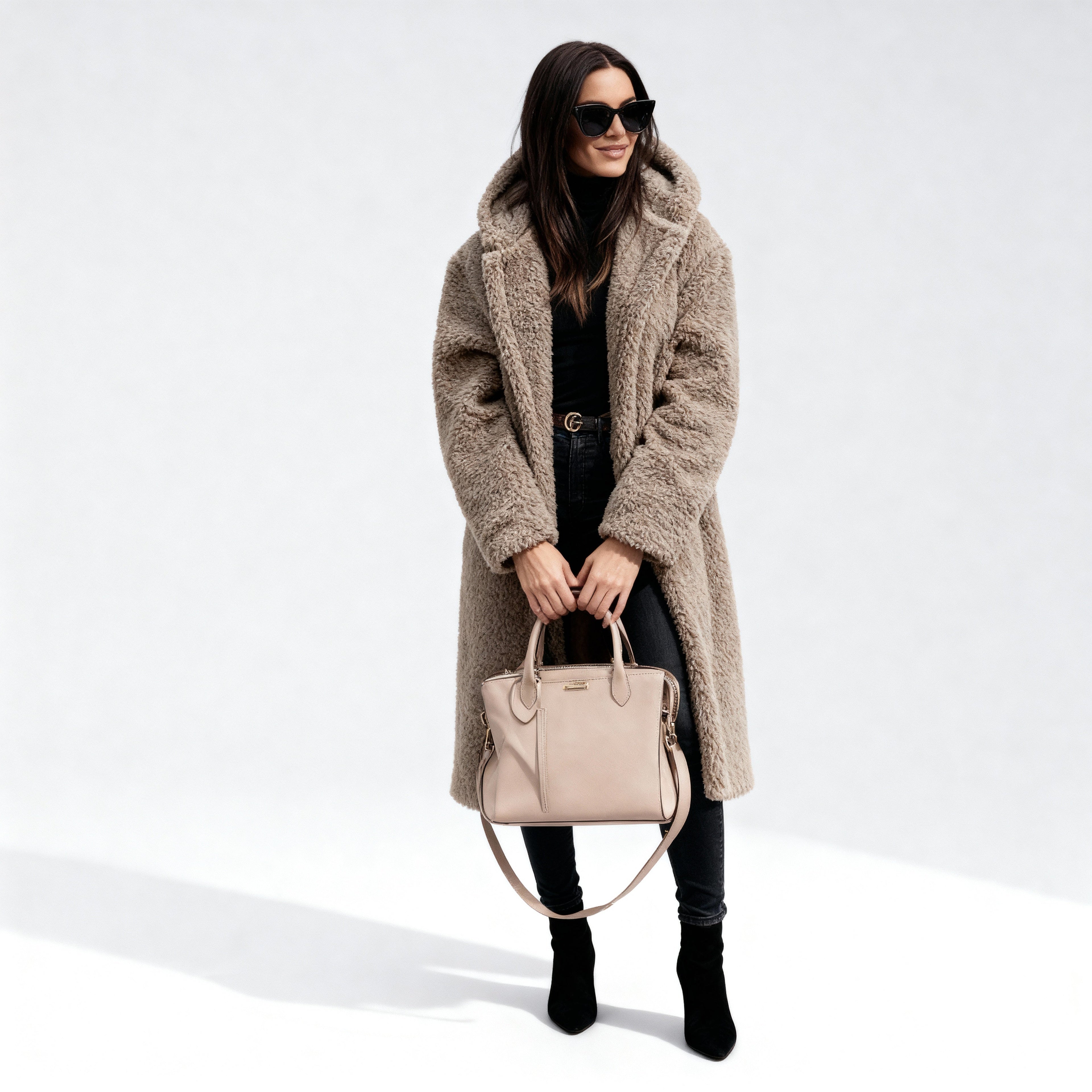 Stylish Long Plush Fleece Coat for Women