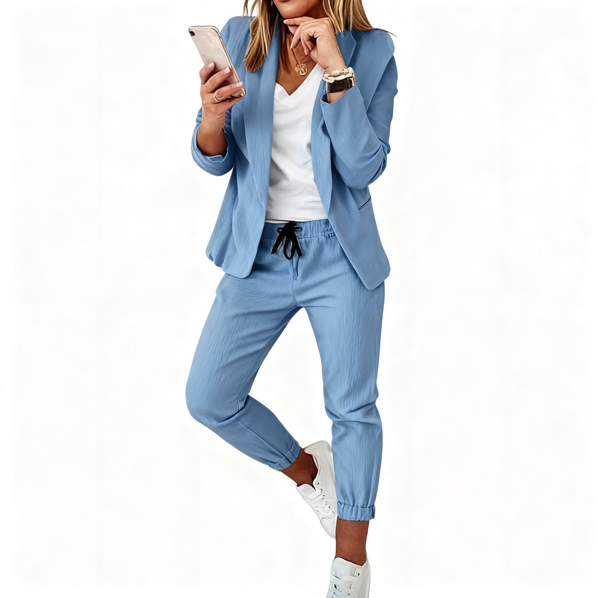 Stylish Women's Blazer and Jogger Set – Coordinated Blazer and Pants Outfit