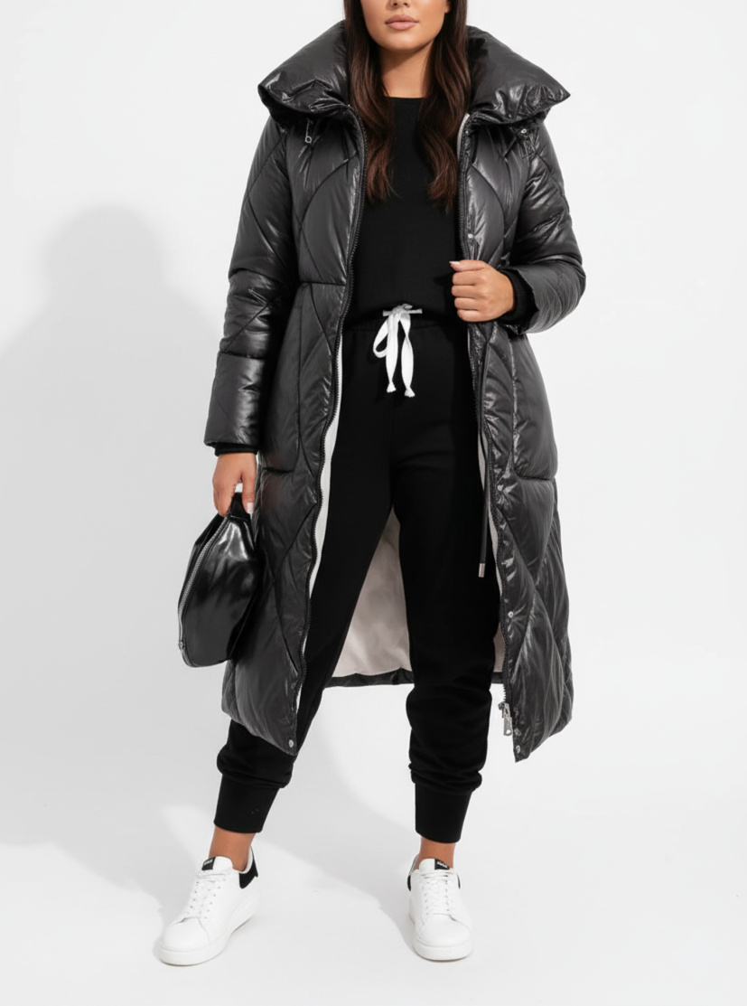 Grace - Stylish Plus Size Long Puffer Coat with Stand-Up Collar