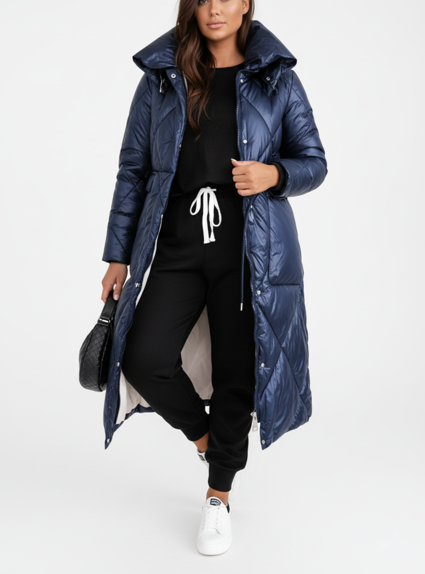Grace - Stylish Plus Size Long Puffer Coat with Stand-Up Collar