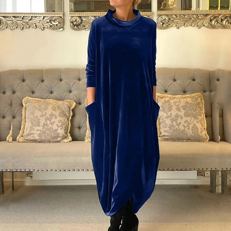 Stylish Velvet Dress with Convenient Pockets for Maximum Comfort