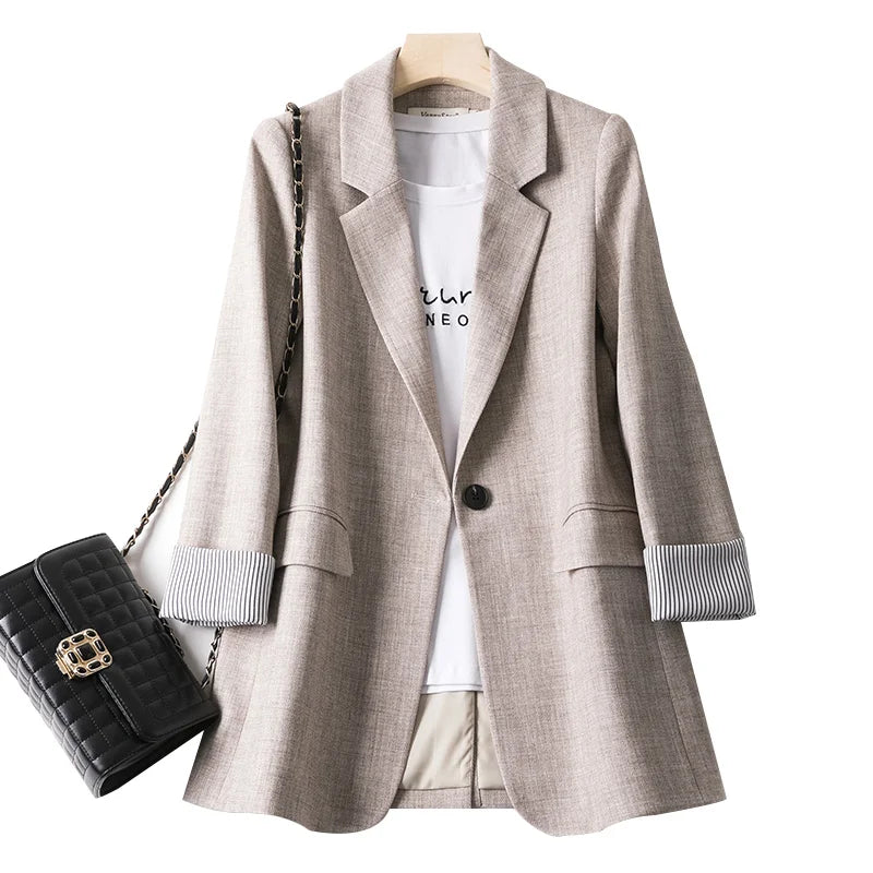Women's Relaxed Fit Long Sleeve Casual Blazer