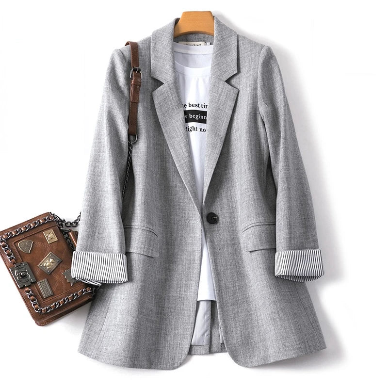 Women's Relaxed Fit Long Sleeve Casual Blazer