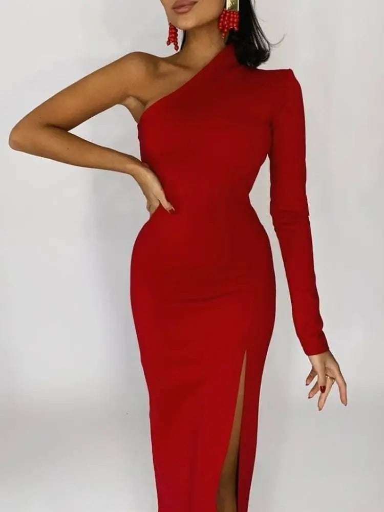 Chic Asymmetrical One-Shoulder Evening Dress