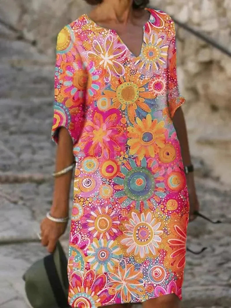 Delightful Floral Dress - Easy Comfort Meets Lively Style