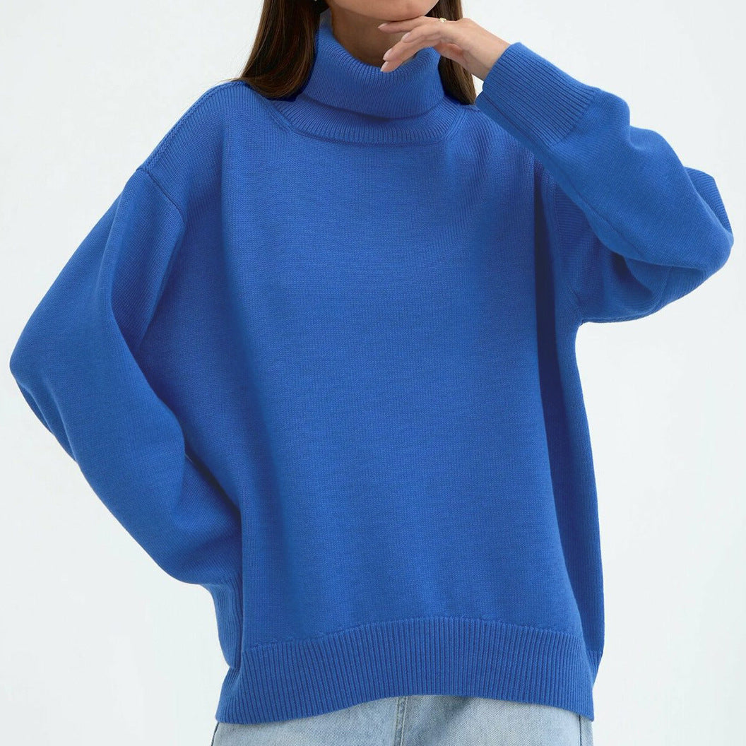 Cozy Oversized Turtleneck Knit Sweater for Women - Essential Pullover