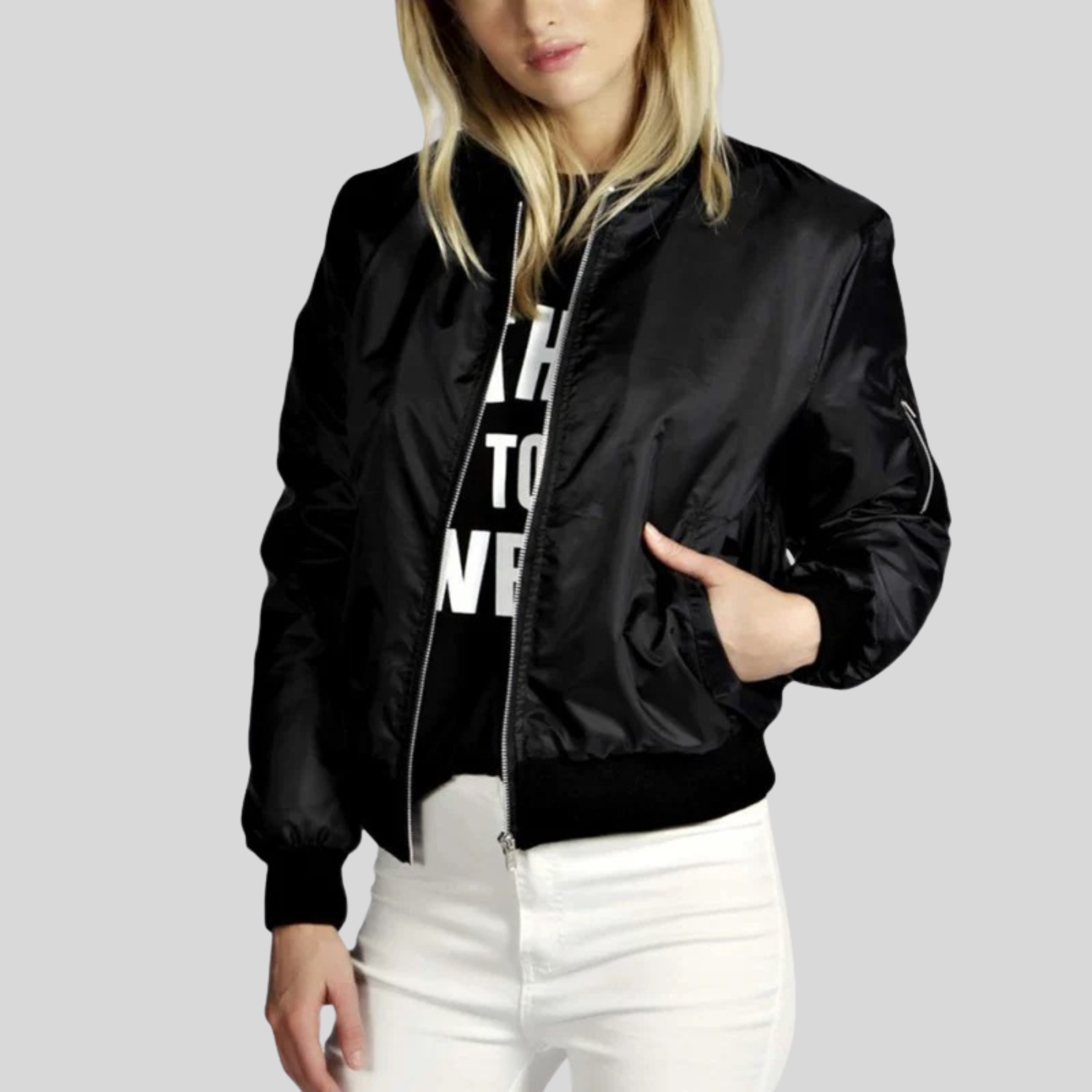Timeless Women's Crew Neck Bomber Jacket