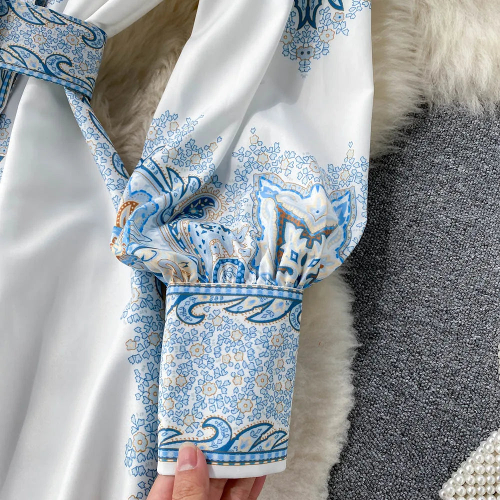 Floral A-Line Dress with Cinched Waist