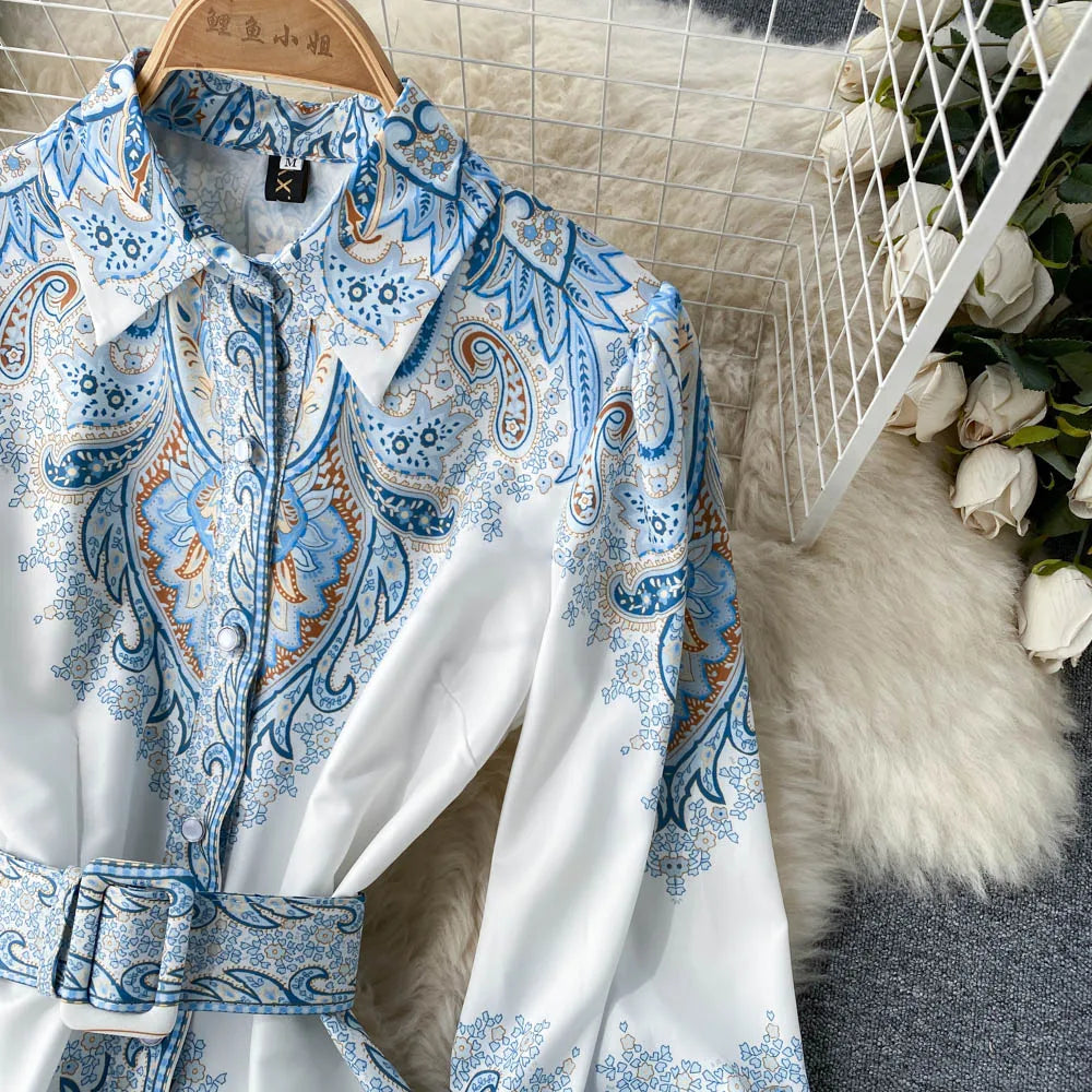 Floral A-Line Dress with Cinched Waist