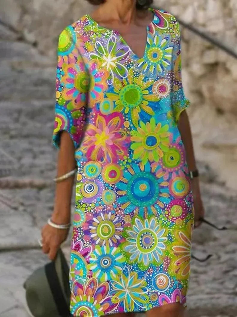 Delightful Floral Dress - Easy Comfort Meets Lively Style