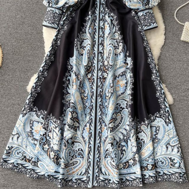 Floral A-Line Dress with Cinched Waist