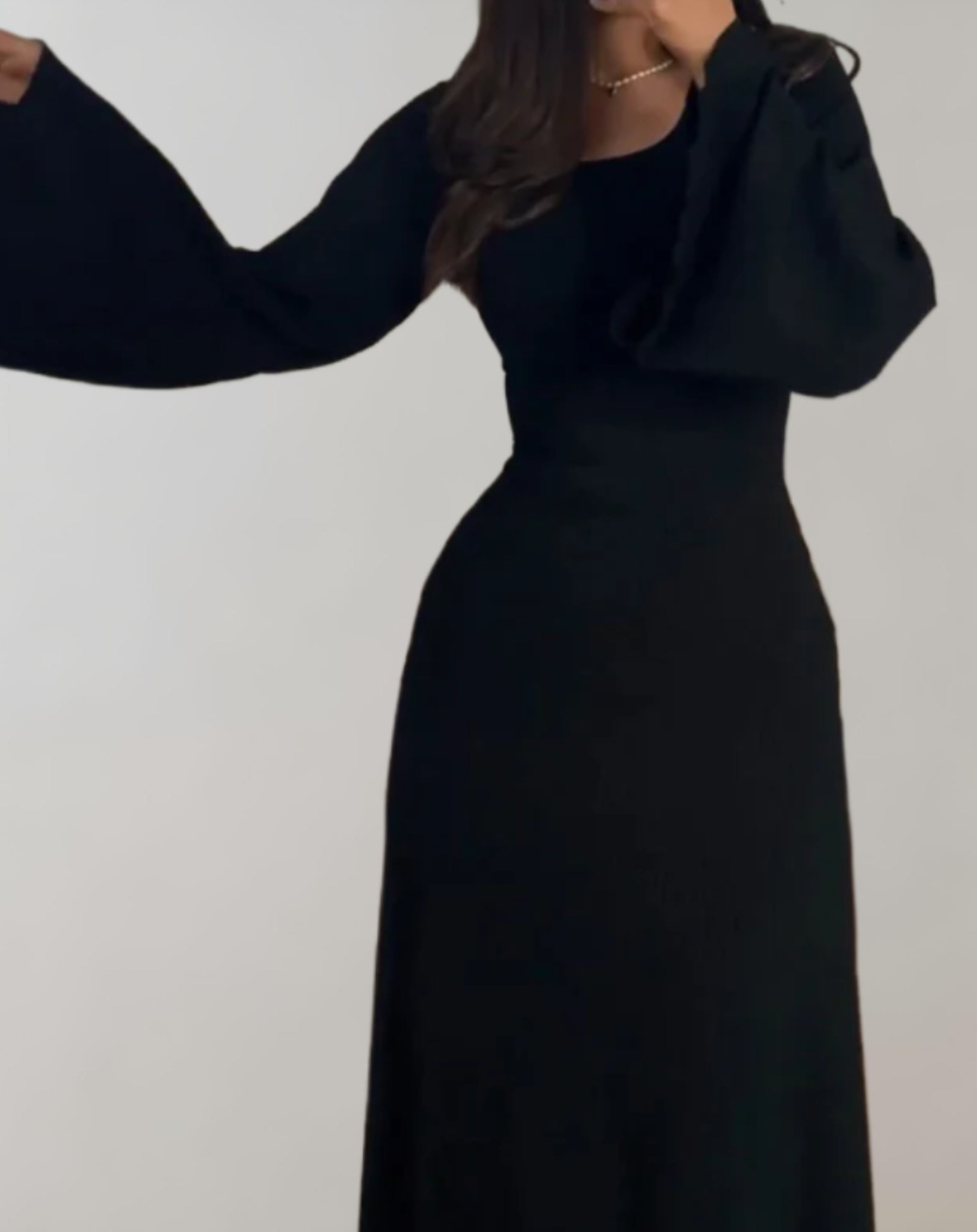 Women’s Classic Long Sleeve Bodycon Dress with Round Neck - Noemie Collection