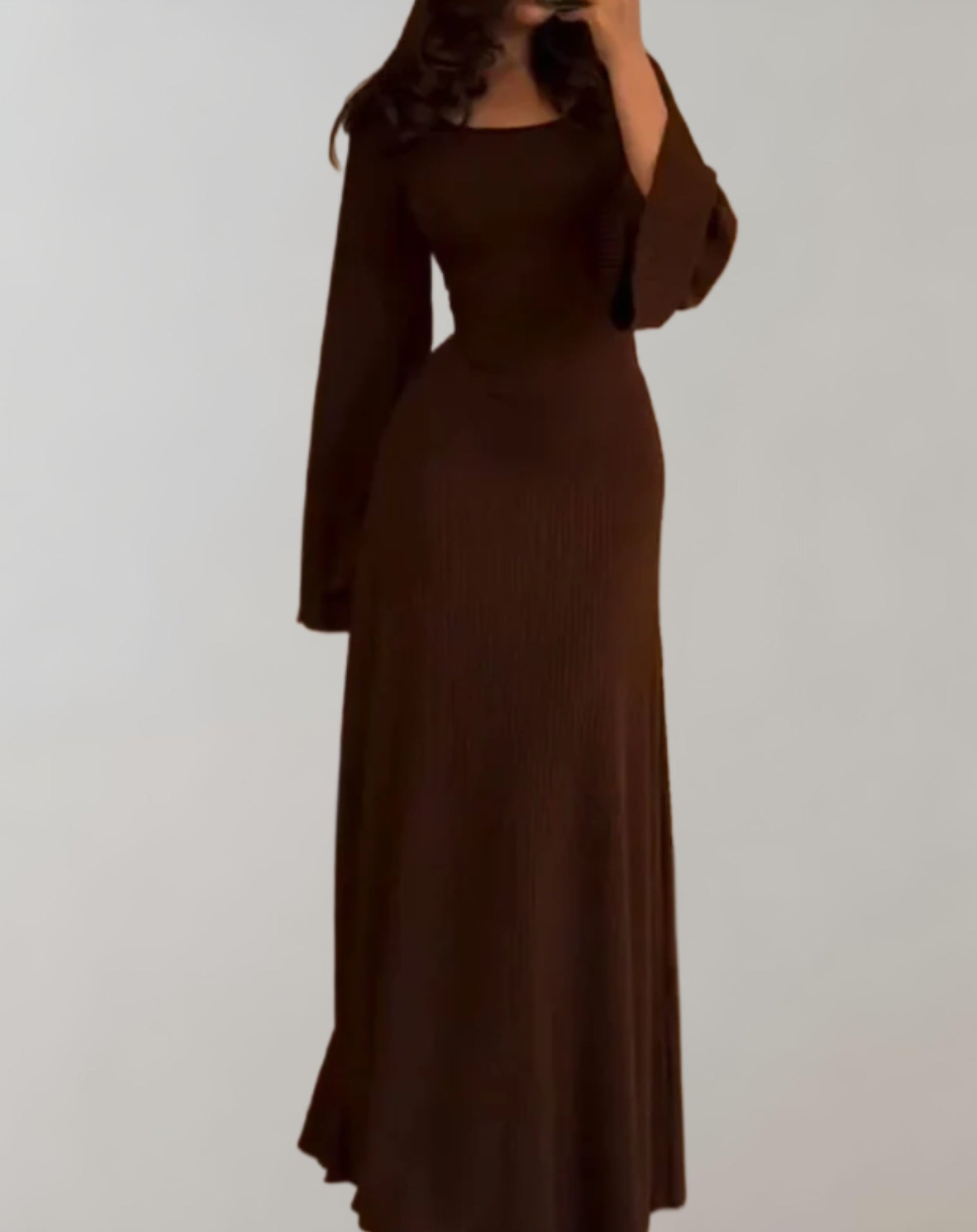 Women’s Classic Long Sleeve Bodycon Dress with Round Neck - Noemie Collection