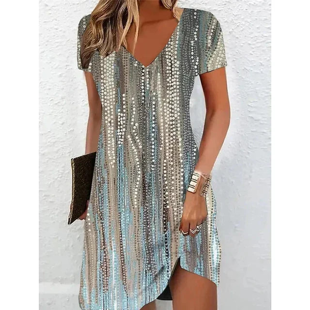 Sparkling Champagne Sequin Evening Dress