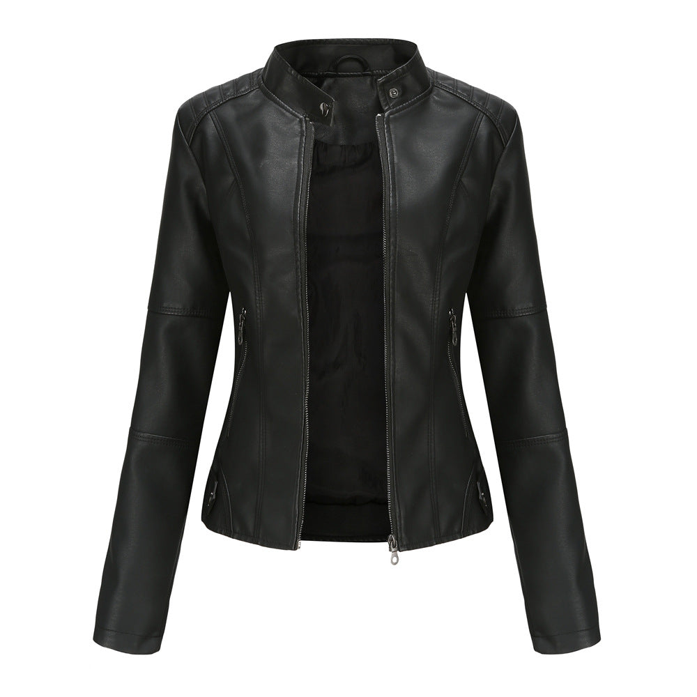 Collar-Free Biker Jacket