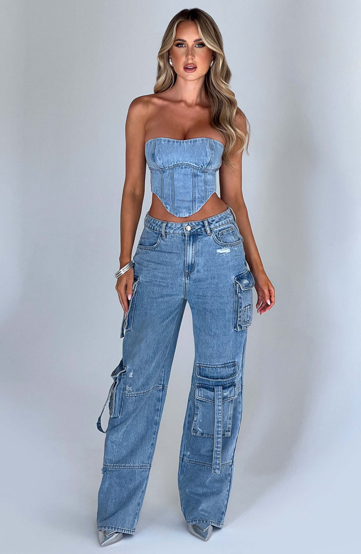 Stylish Women's Denim Cargo Pants