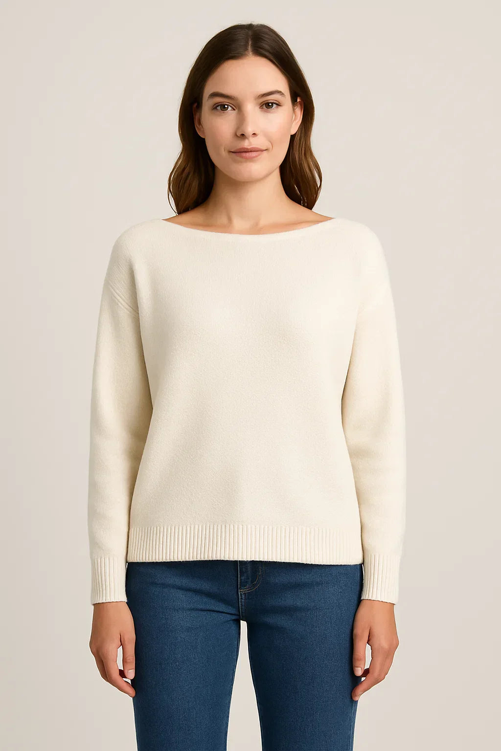 Eva - Soft Knit Boat Neck Pullover