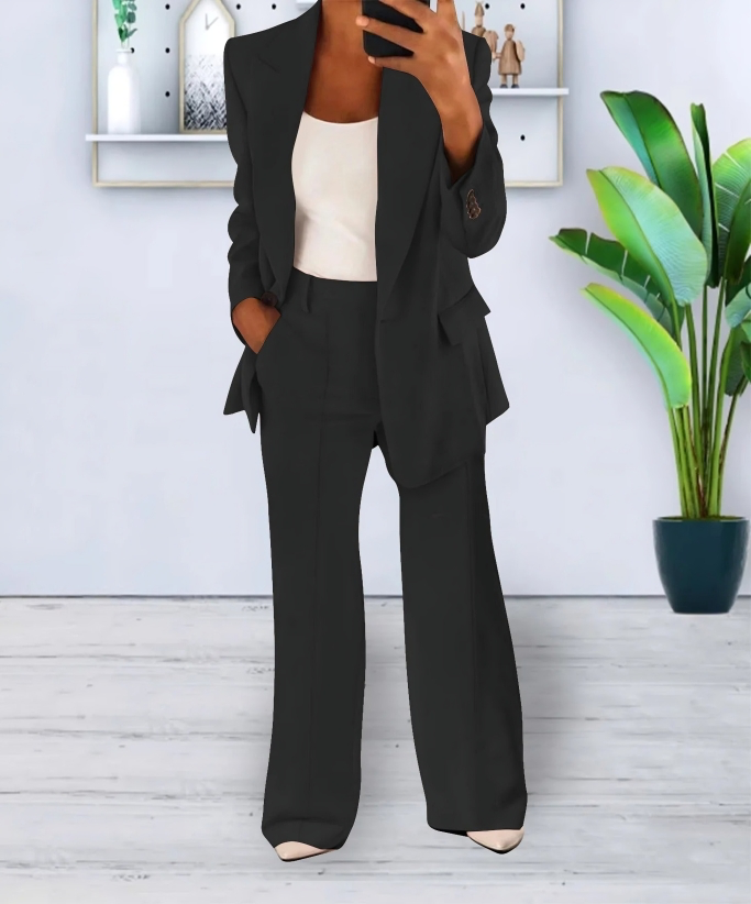 Blazer and Wide-Leg Pants Ensemble