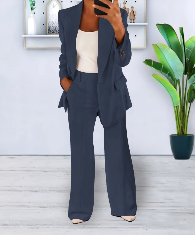 Blazer and Wide-Leg Pants Ensemble